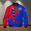 NBA Detroit Pistons Red Blue Mascot Scratch Bomber Jacket