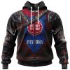 NBA Detroit Pistons Custom Name Number Warrior Zip Up Hoodie