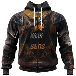 NBA Phoenix Suns Custom Name Number Warrior Armor Zip Up Hoodie