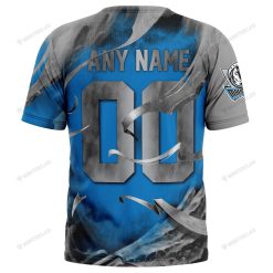 Alternative view of NBA Dallas Mavericks Custom Name Number Blue Gray Skull Smoke T-Shirt