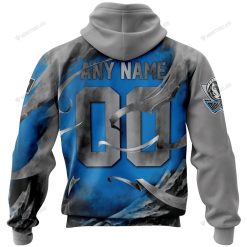 Alternative view of NBA Dallas Mavericks Custom Name Number Blue Gray Skull Smoke Pullover Hoodie