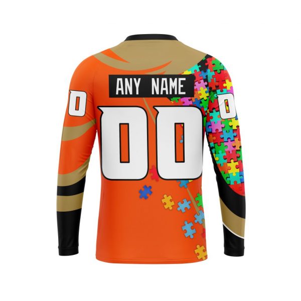 NHL Anaheim Ducks Custom Name Number Autism Awareness Sweatshirt V5 NHL Anaheim Ducks Custom Name Number Autism Awareness Sweatshirt V5