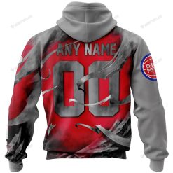 Alternative view of NBA Detroit Pistons Custom Name Number Skull Pullover Hoodie V4