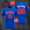 NBA Detroit Pistons Custom Name Number Blue T-Shirt