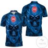NBA Detroit Pistons Blue Smoke Skull Polo Shirt