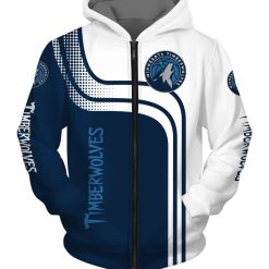 NBA Minnesota Timberwolves White Blue Curves Zip Up Hoodie