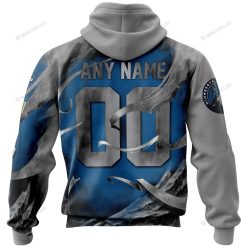 Alternative view of NBA Minnesota Timberwolves Custom Name Number Skull Zip Up Hoodie