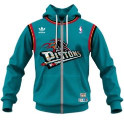 NBA Detroit Pistons Custom Name Number Vintage 90s Jersey Zip Up Hoodie