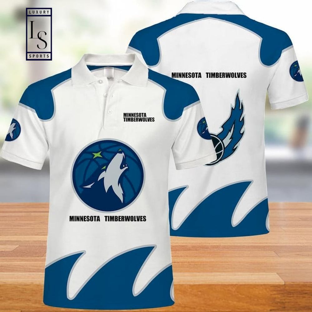 NBA Minnesota Timberwolves White Blue Polo Shirt