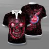 NBA Detroit Pistons Black Red Lava Skull Polo Shirt