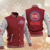 NBA Detroit Pistons Red Gray Baseball Jacket