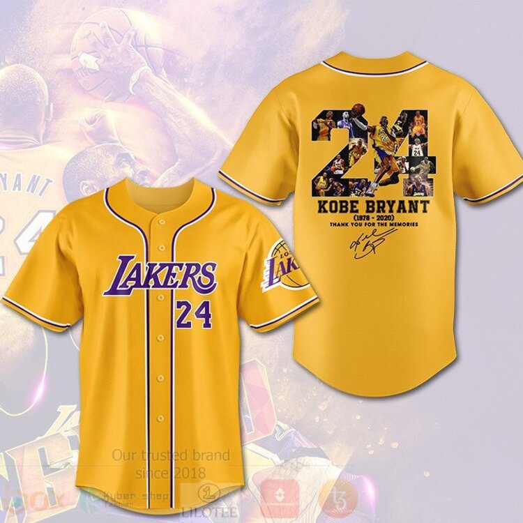 NBA Los Angeles Lakers Golden Kobe Bryant 24 1978 – 2020 Baseball Jersey