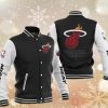 NBA Miami Heat Black White Baseball Jacket