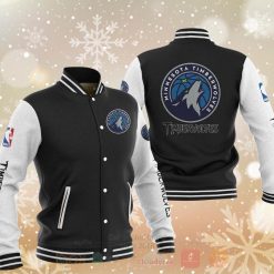 NBA Minnesota Timberwolves Black White Baseball Jacket