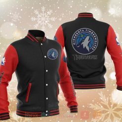 NBA Minnesota Timberwolves Black Red Baseball Jacket