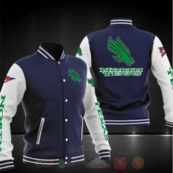 NCAA North Texas Mean Green Dark Blue White Baseball Jacket