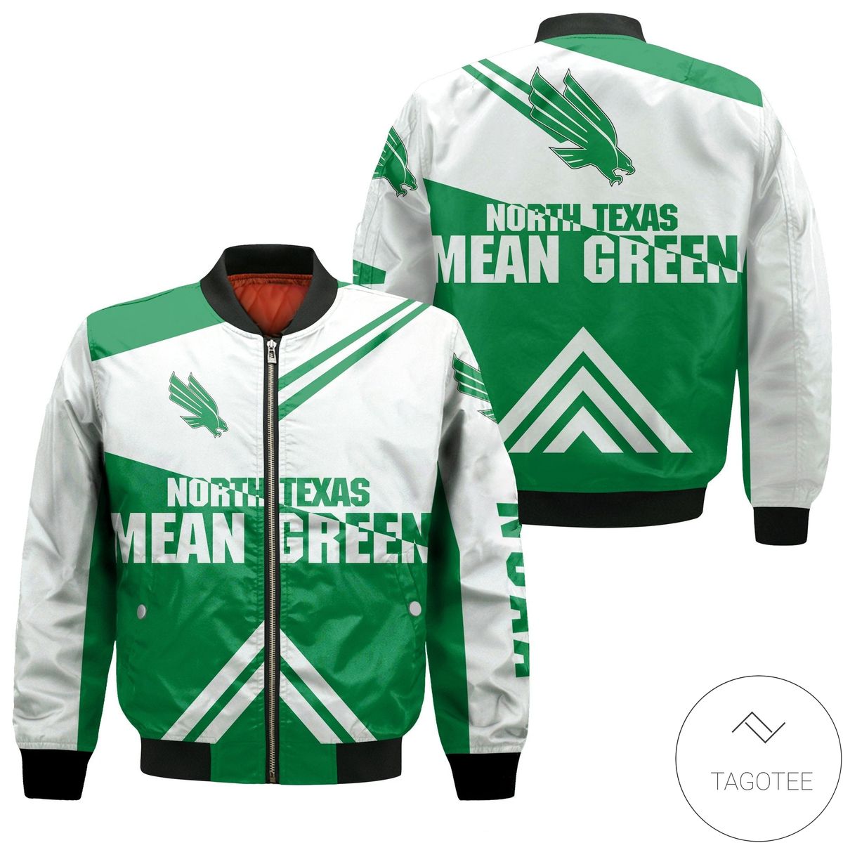 NCAA North Texas Mean Green Stripes Cross Shoulders Bomber Jacket