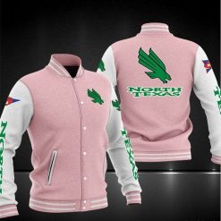 NCAA North Texas Mean Green Pink White Baseball Jacket