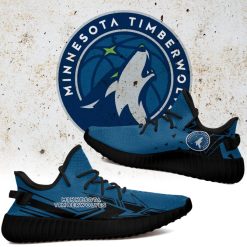 Alternative view of NBA Minnesota Timberwolves Blue Black Arrow Yeezy Boost Sneakers