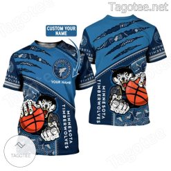 NBA Minnesota Timberwolves Custom Name Mascot Scratch T-Shirt