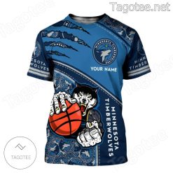 Alternative view of NBA Minnesota Timberwolves Custom Name Mascot Scratch T-Shirt