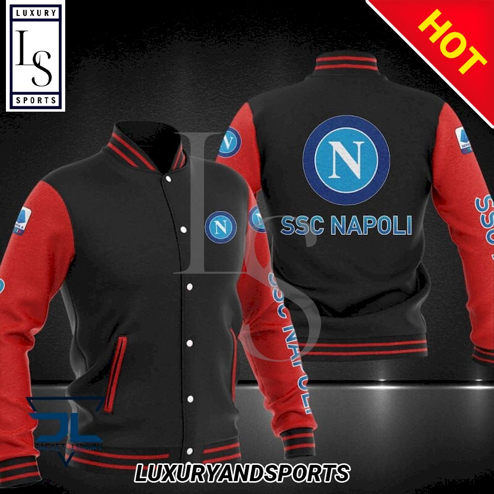 SSC Napoli Black Red Baseball Jacket