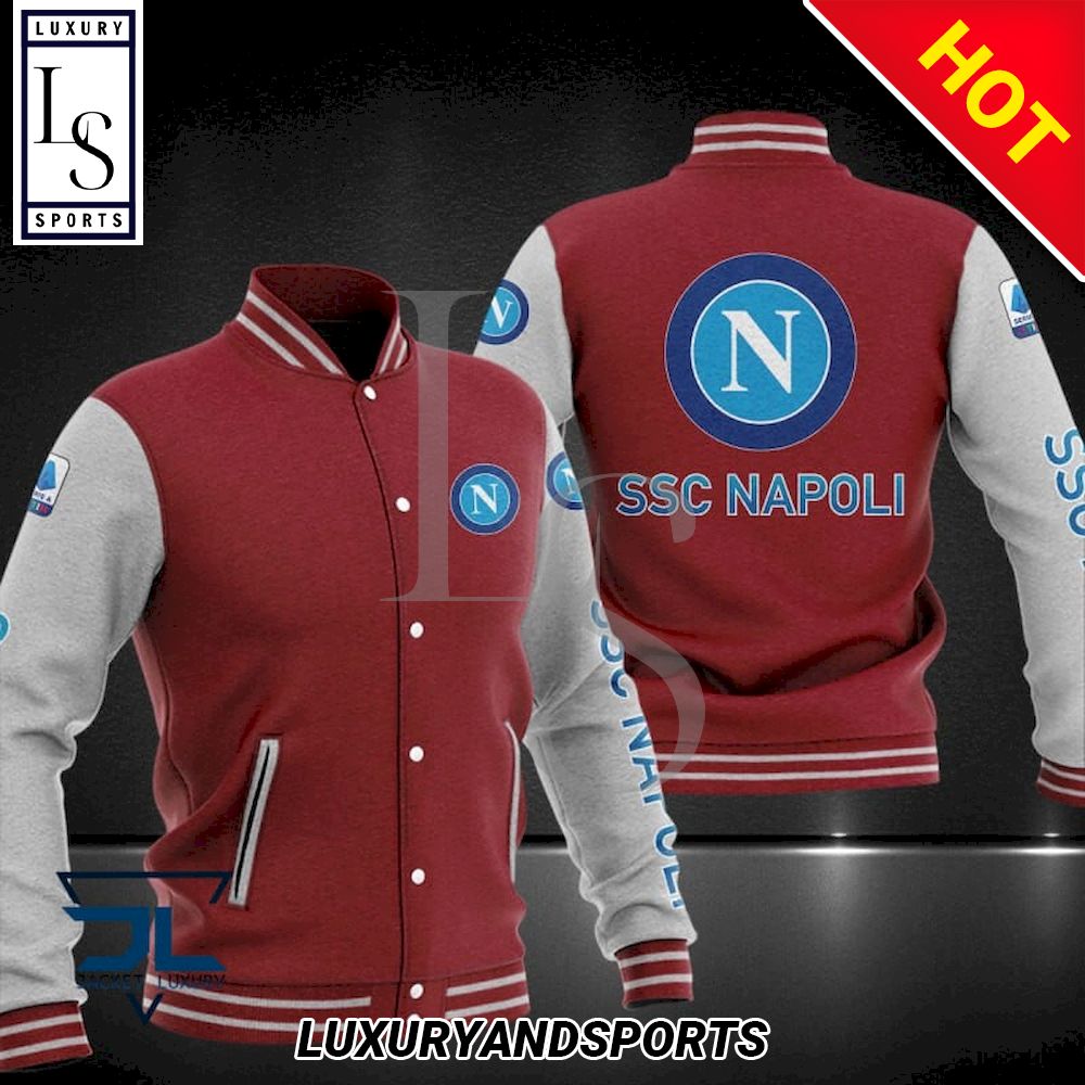 SSC Napoli Red Gray Baseball Jacket