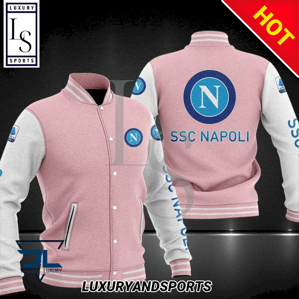 SSC Napoli Pink White Baseball Jacket