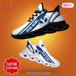 NCAA Brigham Young Cougars Custom Name White Blue Max Soul Shoes