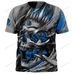 NBA Dallas Mavericks Custom Name Number Blue Gray Skull Smoke T-Shirt