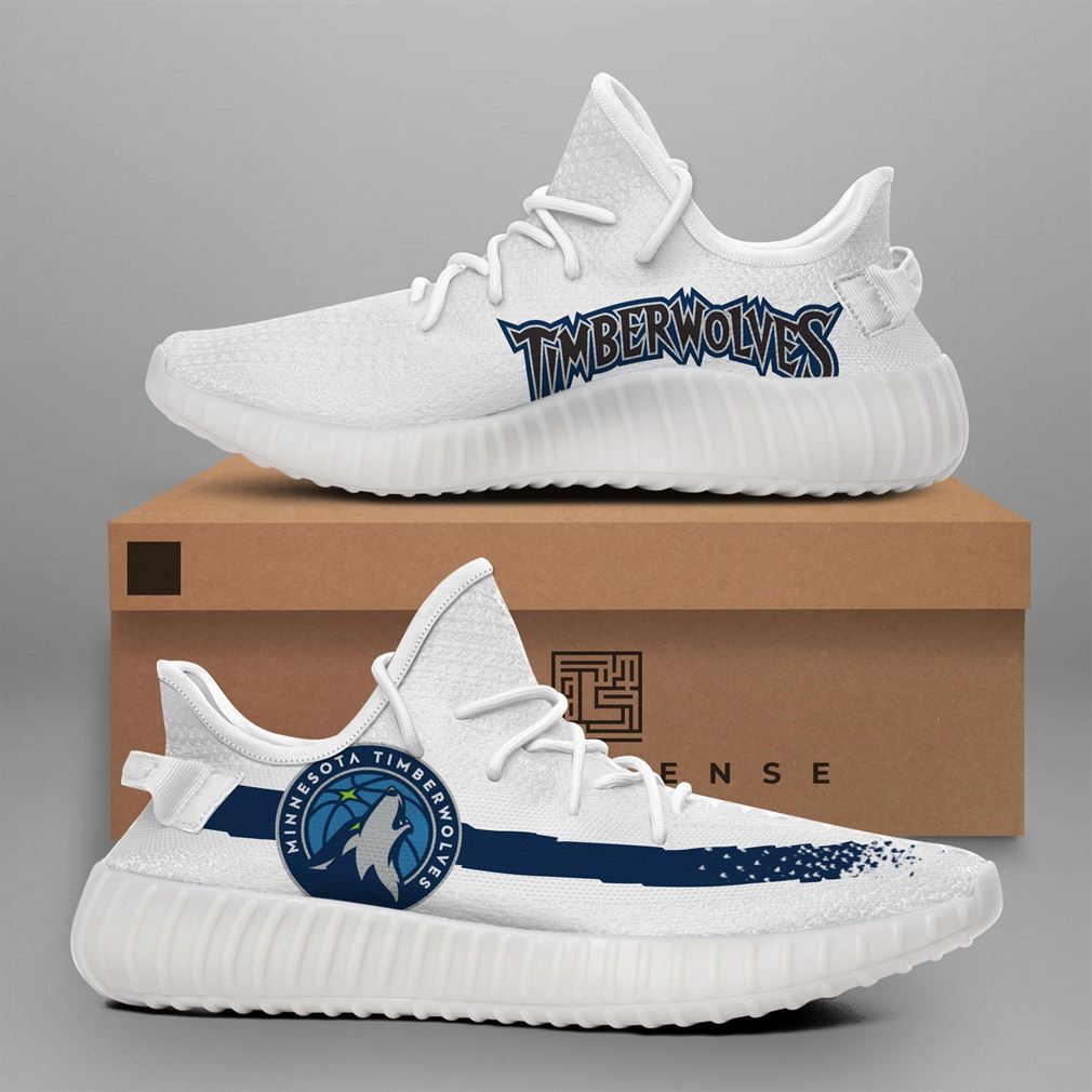 NBA Minnesota Timberwolves White Blue Yeezy Boost Sneakers V3