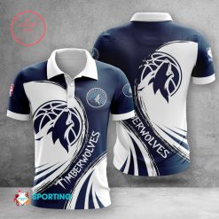 NBA Minnesota Timberwolves White Blue Polo Shirt V2