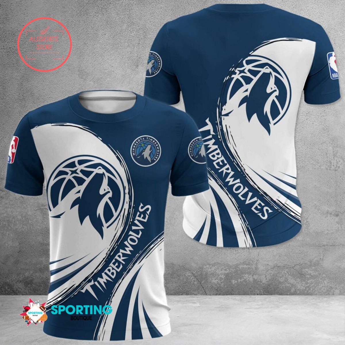 NBA Minnesota Timberwolves White Blue T-Shirt V2