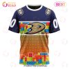 NHL Anaheim Ducks Custom Name Number Autism Awareness T-Shirt V4