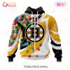 NHL Boston Bruins Custom Name Number 2021 Autism Awareness Zip Up Hoodie