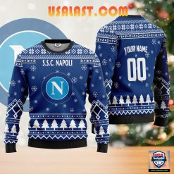 SSC Napoli Custom Name Number Ugly Christmas Sweater