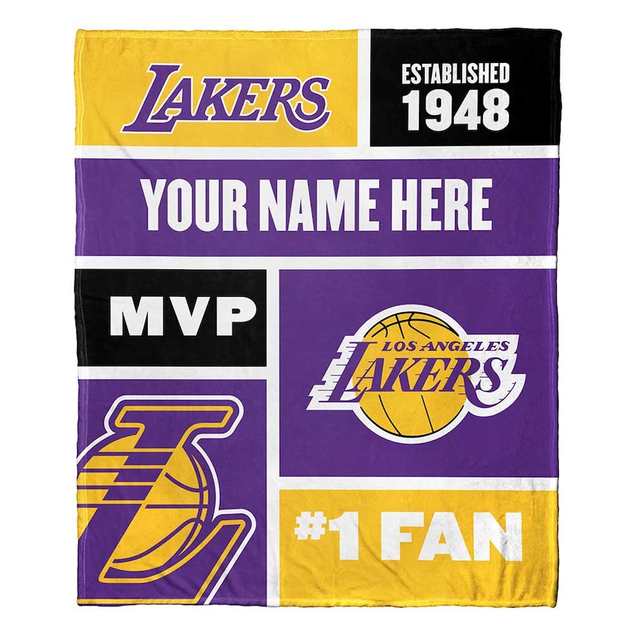 NBA Los Angeles Lakers Custom Name Purple Gold #1 Fan Fleece Blanket
