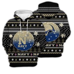 NCAA Navy Midshipmen Merry Christmas Season 2022 American Ugly Christmas Pullover Hoodie