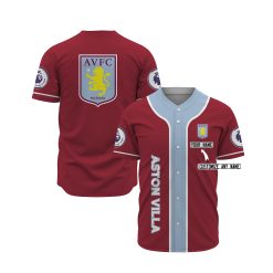 Aston Villa FC Custom Name Claret Blue Baseball Jersey