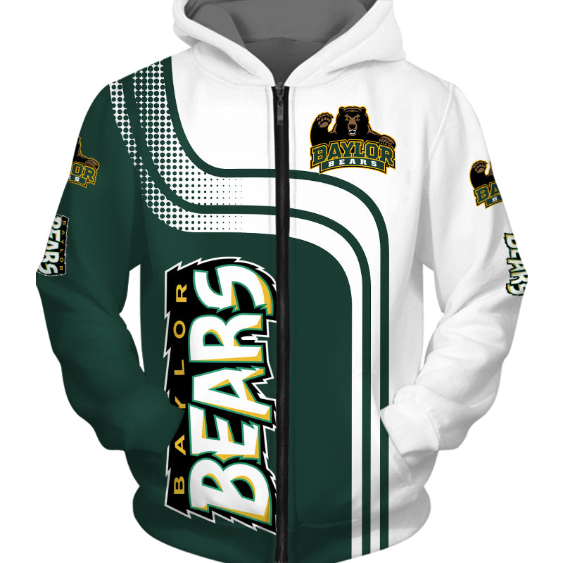 NCAA Baylor Bears Green White Zip Up Hoodie