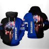 NCAA Louisiana Tech Bulldogs US Flag Skull Pullover Hoodie