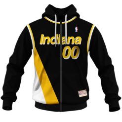 NBA Indiana Pacers Custom Name Number Throwback Vintage Nostalgia Jersey Zip Up Hoodie
