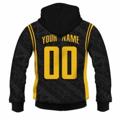 Alternative view of NBA Indiana Pacers Custom Name Numer 2020 xBlack Panther Marvel Jersey Zip Up Hoodie