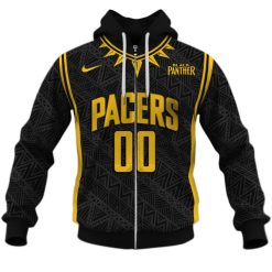 NBA Indiana Pacers Custom Name Numer 2020 xBlack Panther Marvel Jersey Zip Up Hoodie
