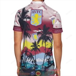 Alternative view of Aston Villa FC Palm Tree Beach Hawaiian Shirt