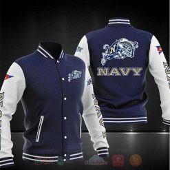 NCAA Navy Midshipmen Dark Blue White Baseball Jacket