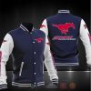 NCAA SMU Mustangs Dark Blue White Baseball Jacket