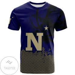 NCAA Navy Midshipmen Custom Text Net Grunge Pattern T-Shirt