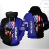 NCAA Northwestern Wildcats US Flag Skull Pullover Hoodie