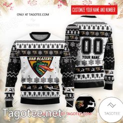 NCAA UAB Blazers Custom Name Number Ugly Christmas Sweater